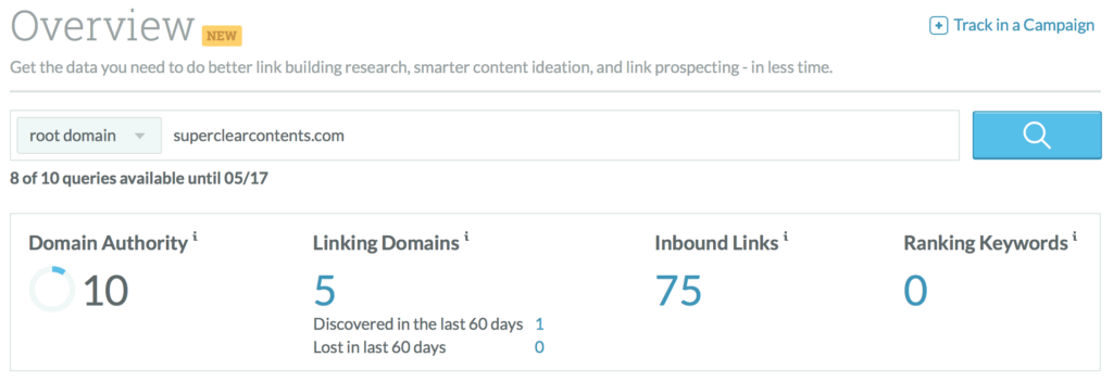 Super Clear Contentsのドメインオーソリティ