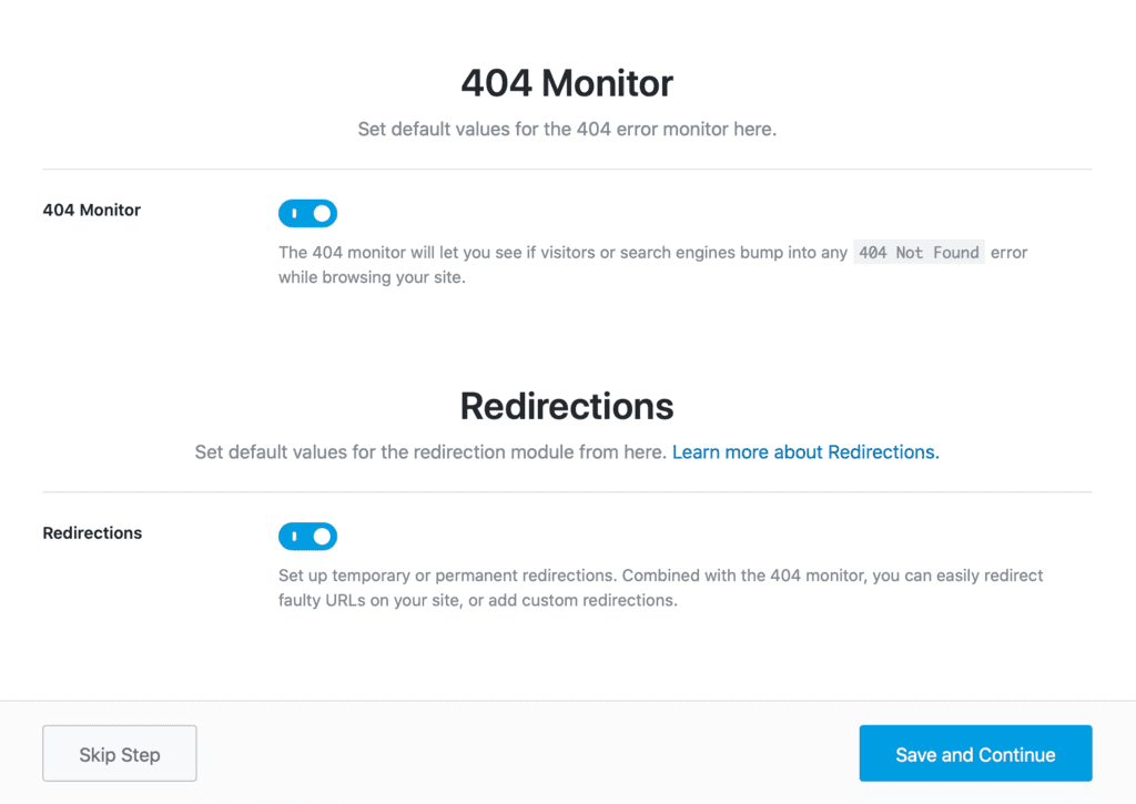 Rank Math  404 monitor / Redirections